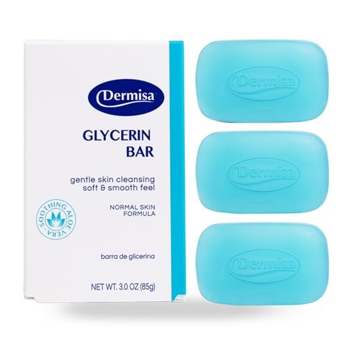 Dermisa Glycerin Bar with Aloe Vera | Helps to Gently Cleanse All Skin Types, Sensitive and Oily Skin | Contains Aloe Vera | NO PARABENS, NO SULFATES, 100% VEGETABLE BASE | 3 OZ | Pack of 3 - Image 1