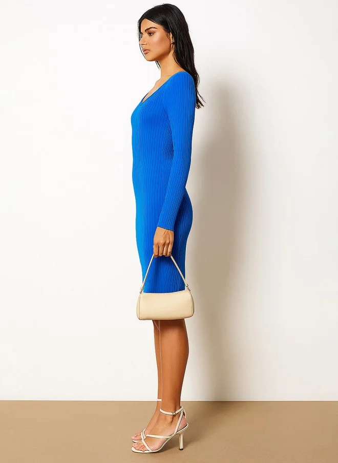 SASSAFRAS Bodycon Midi Dress for Women in Blue