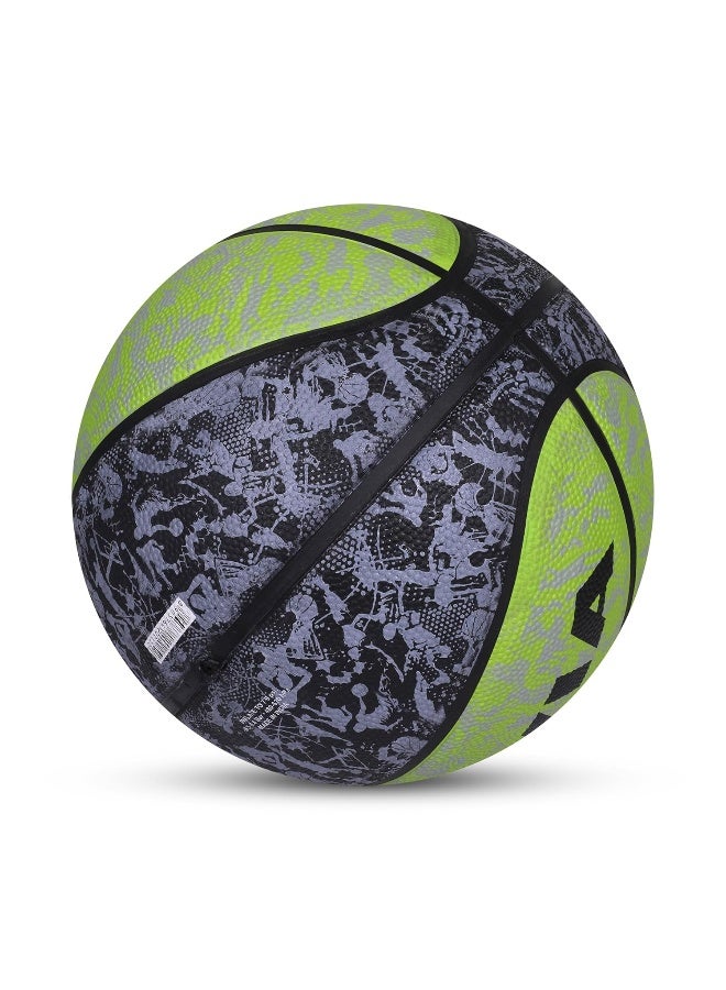 NIVIA Graffiti Basketball, As per Basic Standard, 8 Panels, Durable Rubber Cover Molded, Butyl Threadwounded Bladder, Made for Beginners, To Play on All Indoor & Outdoor Surfaces (Size- 7, Green) - Image 5
