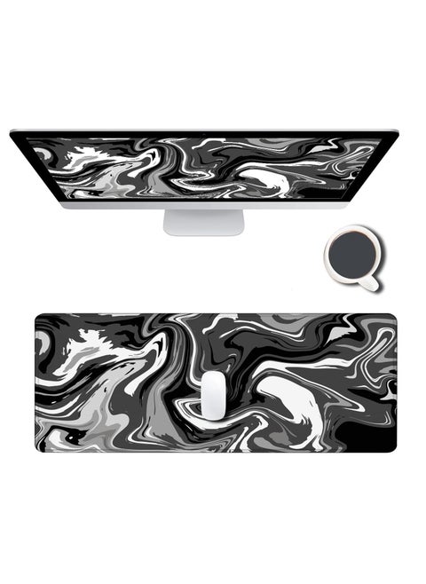 Gaming Large Mouse Pad with Stitched Edges, Marbled Design Desk Mat, Non-Slip Rubber Base Desk Pad for Keyboard and Mouse