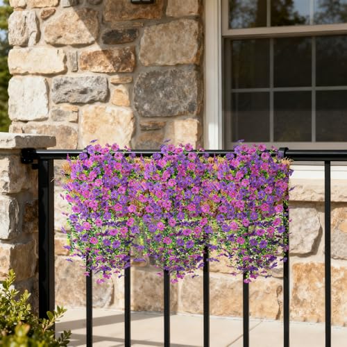 Hrobek 4 PCS Artificial Hanging Plants Flowers for Outdoor Srpring Summer Decoration, Fake Realistic Daisy Eucalyptus for Outdoors, Faux Plastic Greenery Long Vine Indoor Wall Patio Porch Decor - Image 4
