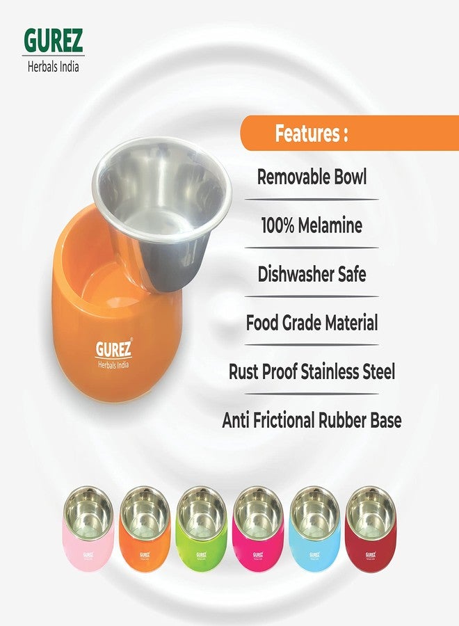Gurez Pet Bowl for Dogs & Cats Melamine with Removeable Stainless Steel Anti Skid Pet Feeding Bowl (Set of 1, 400ml) - Image 5