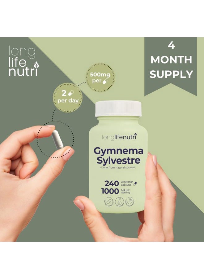 LongLifeNutri Gymnema Sylvestre 1000mg - Organic 20:1 Leaf Extract, 240 Vegetarian Capsules, 4-Month Supply, Herbal Supplement for Gut Health, GMP Certified, Made in USA - Image 5