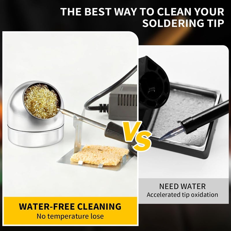 XOOL Soldering Tip Cleaner Solder Tip Cleaning Wire and Holder Soft Coiled Brass Tip Cleaner Kit with 5 PCS Solder Tip Cleaning Wire and 1 PC Holder for Cleaning Soldering Irons and Tips, No Water Needed - Image 5