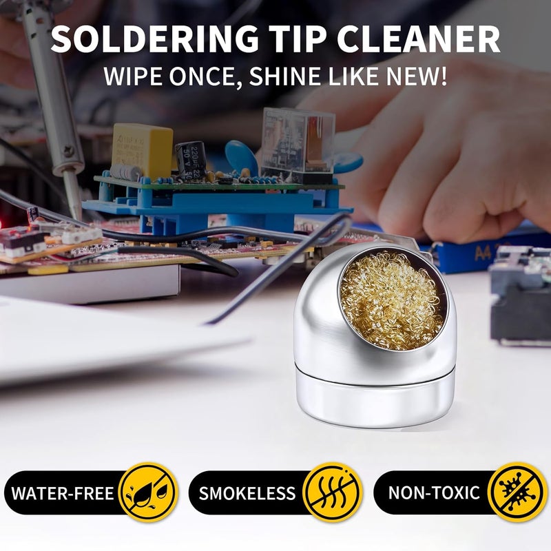 XOOL Soldering Tip Cleaner Solder Tip Cleaning Wire and Holder Soft Coiled Brass Tip Cleaner Kit with 5 PCS Solder Tip Cleaning Wire and 1 PC Holder for Cleaning Soldering Irons and Tips, No Water Needed - Image 2