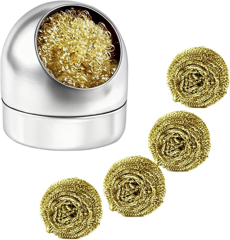 XOOL Soldering Tip Cleaner Solder Tip Cleaning Wire and Holder Soft Coiled Brass Tip Cleaner Kit with 5 PCS Solder Tip Cleaning Wire and 1 PC Holder for Cleaning Soldering Irons and Tips, No Water Needed - Image 1