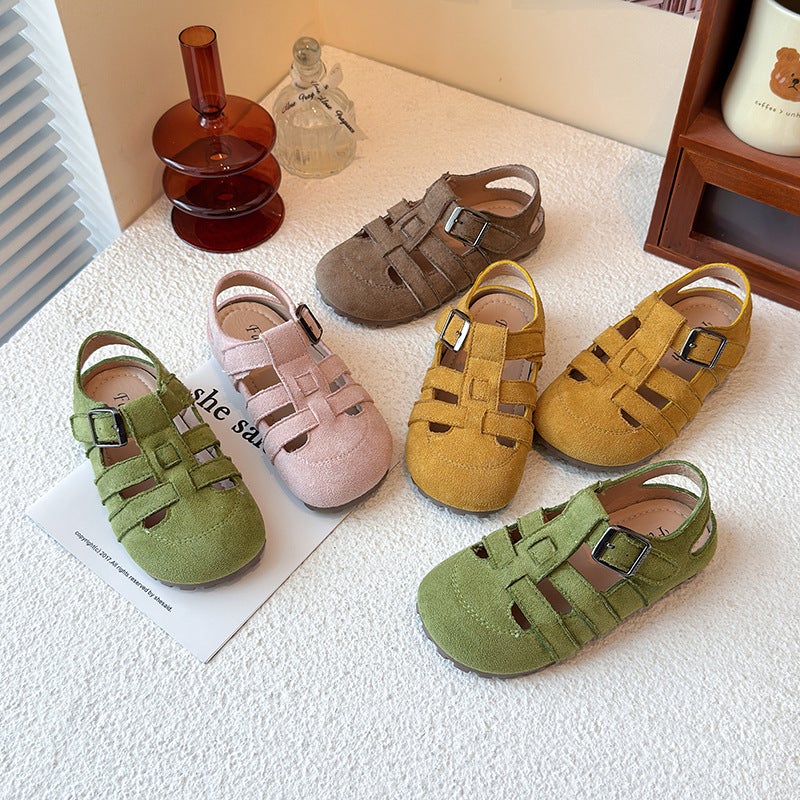 Korean Style Children''s Retro Birkenstock Shoes 2026 Summer Fashion Girls'' Casual Frame Shoes Baby Girl Roman Sandals - Image 2