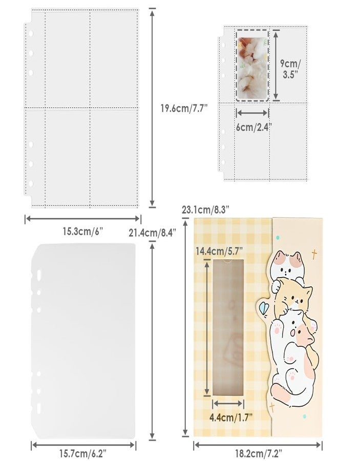 Baskiss A5 Kpop Photocard Binder with 30 4-Pocket Pages and One Divider, Cute 120 Pockets 6 Ring Card Holder Album Snug Fit for Standard Idol Photocards, Polaroids, Photos (Yellow Kitten) - Image 3