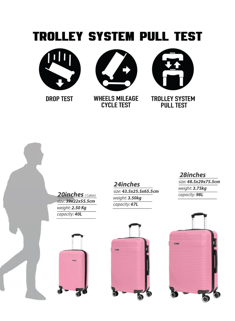 Parajohn M (24 inch) Medium 24-Inch ABS Lightweight Hardshell Luggage Trolley | carrying 20kg 4-Wheel Spinner Suitcase pink  | Best Price UAE