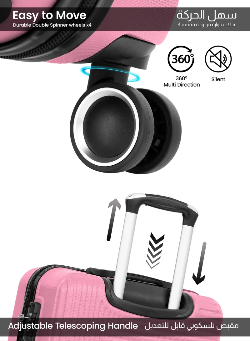Parajohn M (24 inch) Medium 24-Inch ABS Lightweight Hardshell Luggage Trolley | carrying 20kg 4-Wheel Spinner Suitcase pink  | Best Price UAE