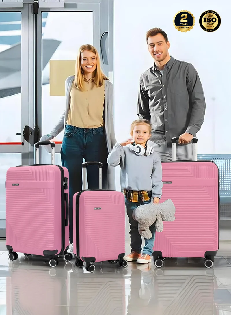 Parajohn M (24 inch) Medium 24-Inch ABS Lightweight Hardshell Luggage Trolley | carrying 20kg 4-Wheel Spinner Suitcase pink  | Best Price UAE