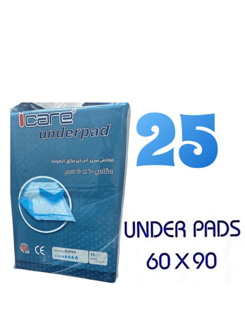 iCare I care 25pcs Disposable underPads, Absorbent Bed Pads for Adults, Kids, Elderly, 60x90 - Image 1