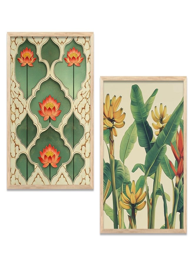 HOTHOUSE Traditional Indian Wall Art Madhubani Paintings for Living Room | Framed Wall Painting for Home Room Bedroom Office Wall Décor | Pichwai Art Painting for Wall Decoration | Wall Poster With frames | Wall Paintings For Home Decoration | Indian Wall Art Home Decor Frames | set of 2 (Art 7, 10x13 inch, Framed) - Image 1