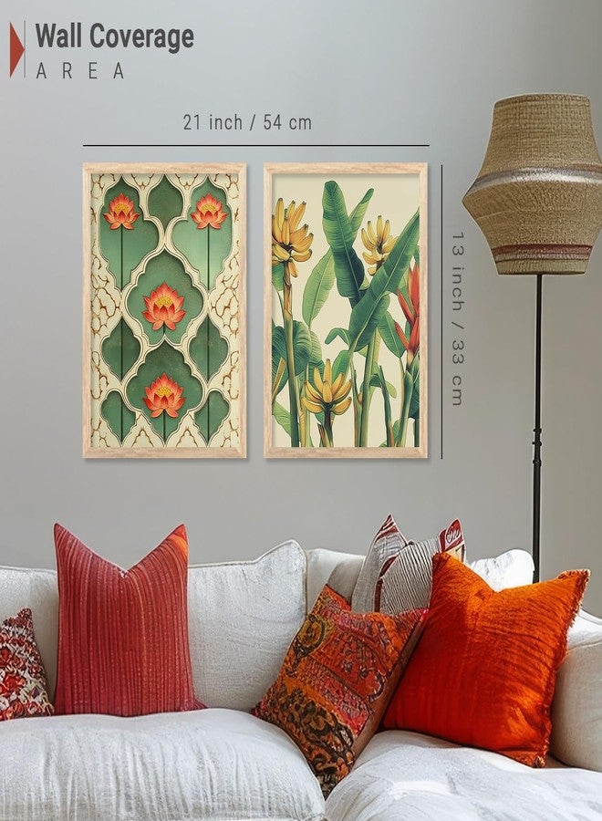 HOTHOUSE Traditional Indian Wall Art Madhubani Paintings for Living Room | Framed Wall Painting for Home Room Bedroom Office Wall Décor | Pichwai Art Painting for Wall Decoration | Wall Poster With frames | Wall Paintings For Home Decoration | Indian Wall Art Home Decor Frames | set of 2 (Art 7, 10x13 inch, Framed) - Image 3