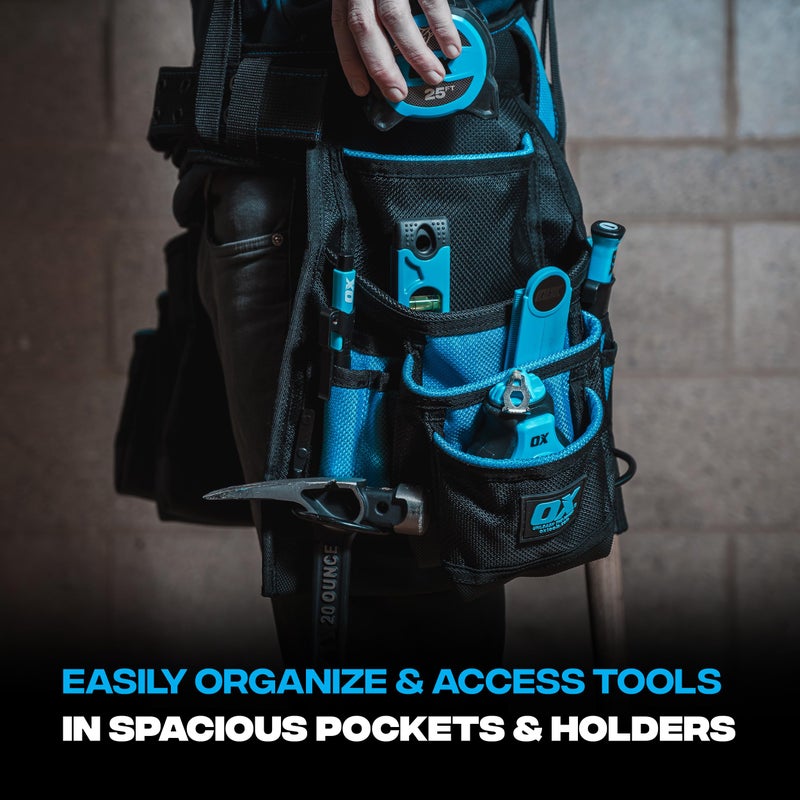 OX Pro Nylon Framing Tool Belt with Suspenders - 1680D Ballistic Nylon Tool Rig with 17 Pockets and Back Support - Image 4