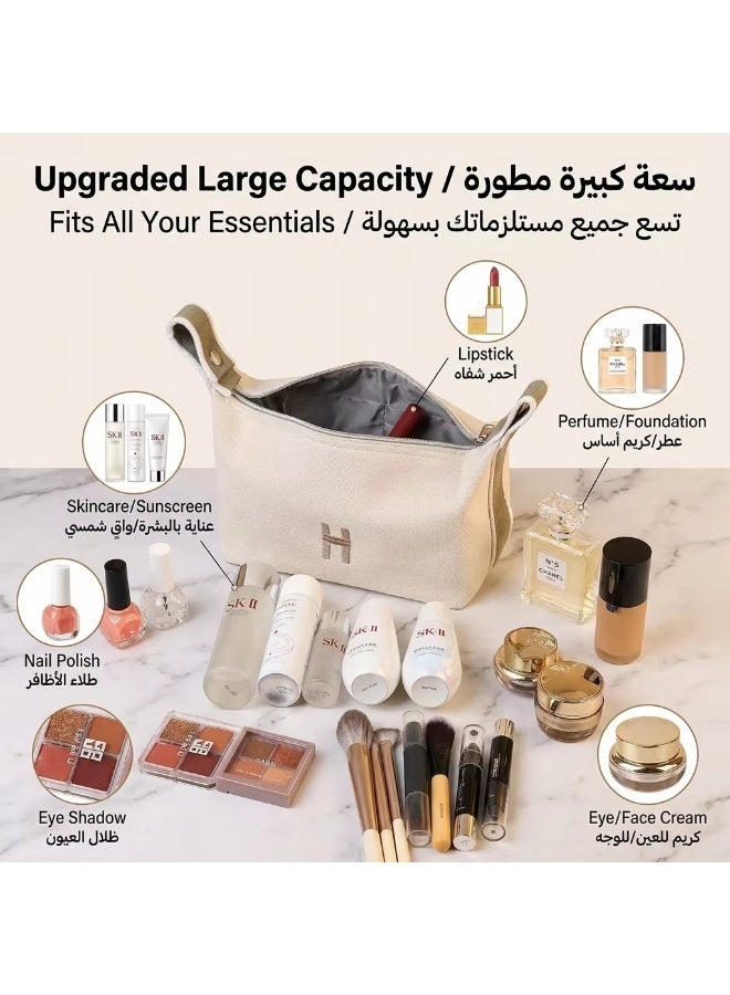 حقيبة المكياج المحمولة القماش المحمول حقيبة مرحاض السفر ذات القدرة الكبيرة,الأزياء قماش مكياج منظم حقيبة مقاومة للماء للنساء والفتيات - Image 5
