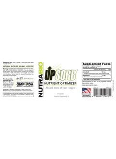 NutraBio NutraBio UpSorb - BioPerine Supplement- Nutrient Bioavailability Enhancer with Black Pepper Extract - 60 Vegetable Capsules  - Image 3