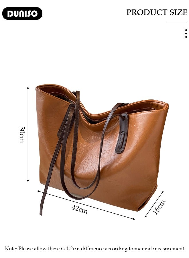 DUNISO Women's Shoulder Tote Bag Faux Leather Handbag for Women Large Capacity Messenger Fashionable Travel Shoulder Bag for Ladies Girls College Students  - Image 4