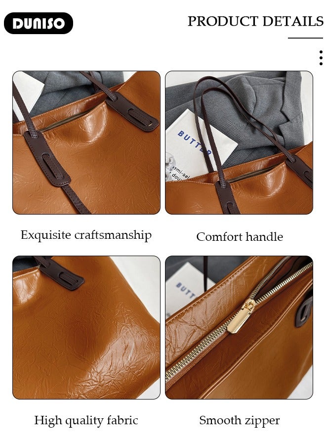 DUNISO Women's Shoulder Tote Bag Faux Leather Handbag for Women Large Capacity Messenger Fashionable Travel Shoulder Bag for Ladies Girls College Students  - Image 5