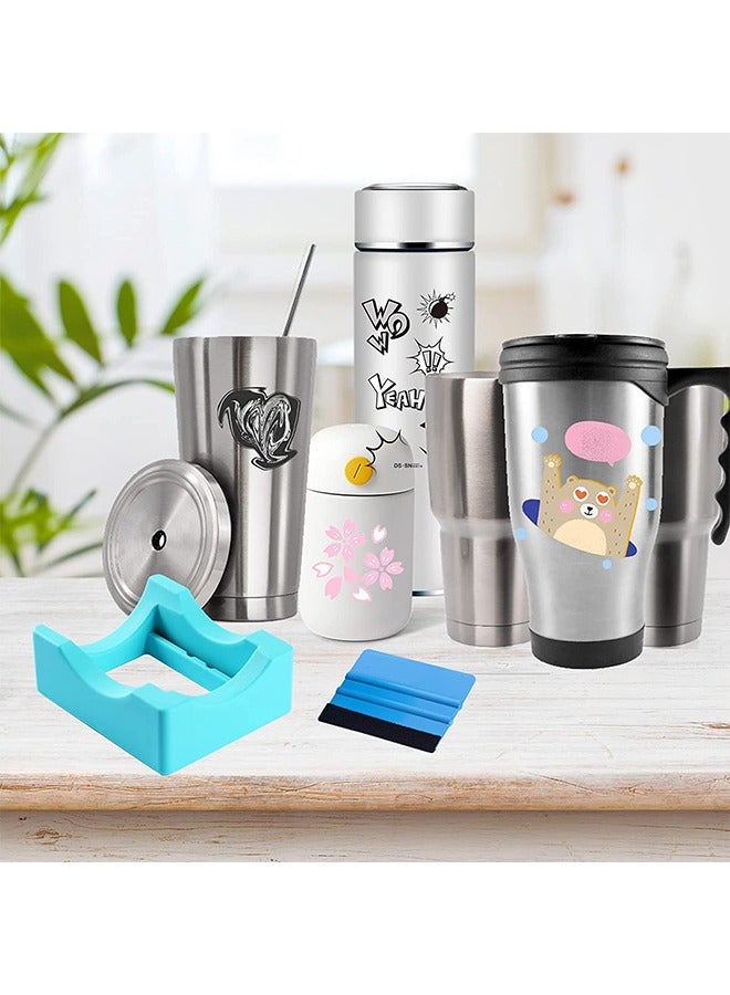 Silicone Cup Cradle for Tumblers, Sturdy Tumbler Cradle with Felt Squeegee Use for Decals on Cups and Bottles, Silicone Anti-Slip Tumbler Holder for Crafting  - Image 5