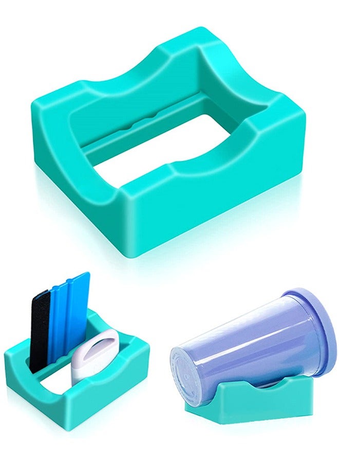 Silicone Cup Cradle for Tumblers, Sturdy Tumbler Cradle with Felt Squeegee Use for Decals on Cups and Bottles, Silicone Anti-Slip Tumbler Holder for Crafting  - Image 1