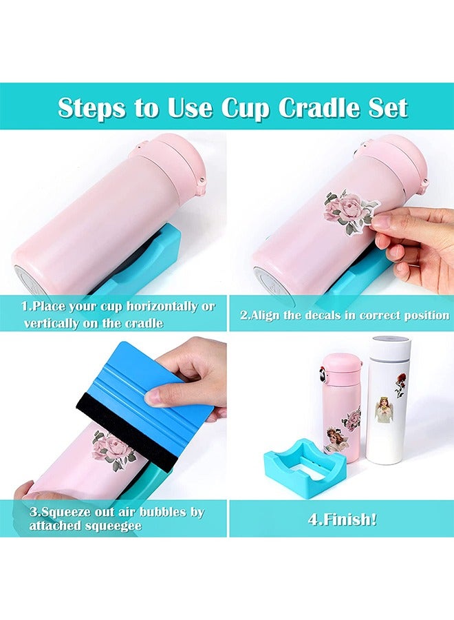Silicone Cup Cradle for Tumblers, Sturdy Tumbler Cradle with Felt Squeegee Use for Decals on Cups and Bottles, Silicone Anti-Slip Tumbler Holder for Crafting  - Image 4
