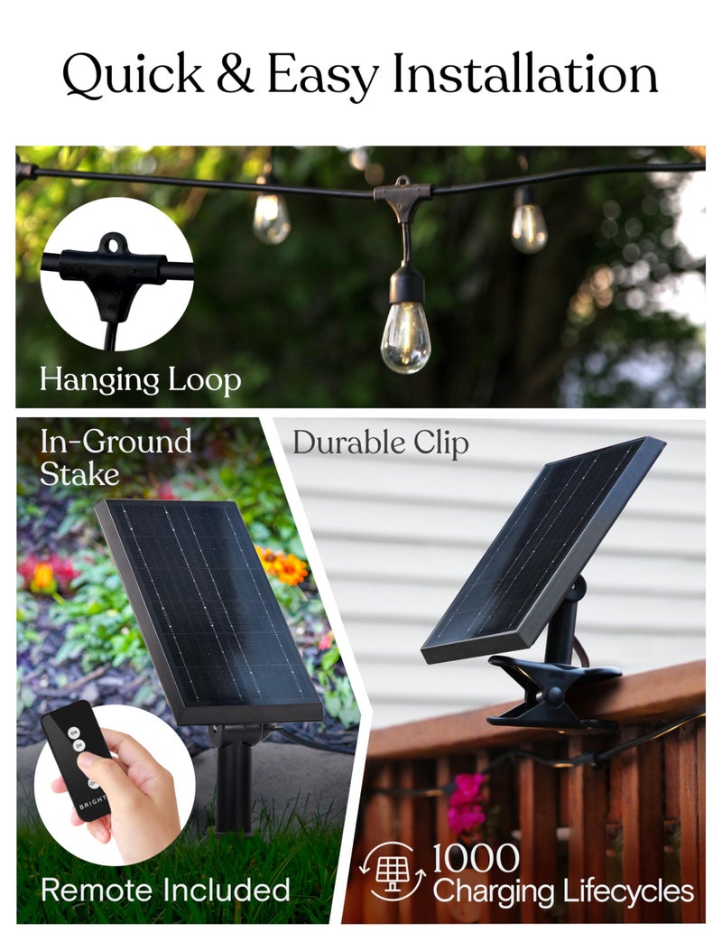 Brightech Ambience Pro – Solar Power Remote Control Outdoor String Lights with Edison Bulbs – Shatterproof, Commercial Grade LED Waterproof Patio Lights – 1W, 3,000K, Hanging, 48 ft - Image 4