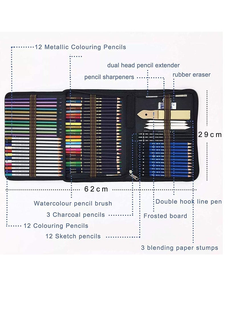 Womdee 71-Piece Art Supplies Sketch Set by Asian Trends – for Painting Coloring and Drawing Pencils in Zipper Carry Case Professional Drawing Art Kits for Adults, Children and Artists  - Image 5