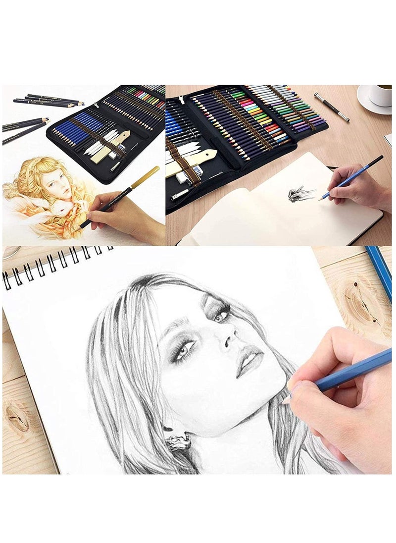 Womdee 71-Piece Art Supplies Sketch Set by Asian Trends – for Painting Coloring and Drawing Pencils in Zipper Carry Case Professional Drawing Art Kits for Adults, Children and Artists  - Image 3