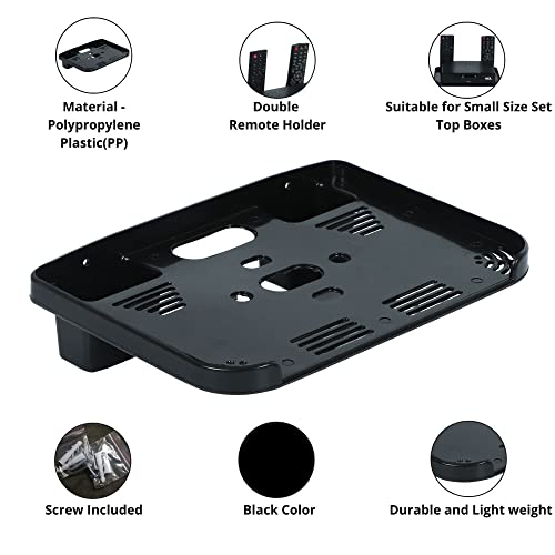 Digiway Plastic Set Top Box Stand with 2 Remote Holder (Black)(Size:- 23 cm x 16.5 cm x 4.5 cm) - Image 3
