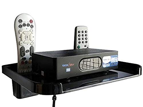 Digiway Plastic Set Top Box Stand with 2 Remote Holder (Black)(Size:- 23 cm x 16.5 cm x 4.5 cm) - Image 1