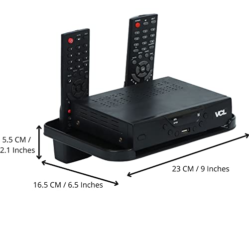 Digiway Plastic Set Top Box Stand with 2 Remote Holder (Black)(Size:- 23 cm x 16.5 cm x 4.5 cm) - Image 4