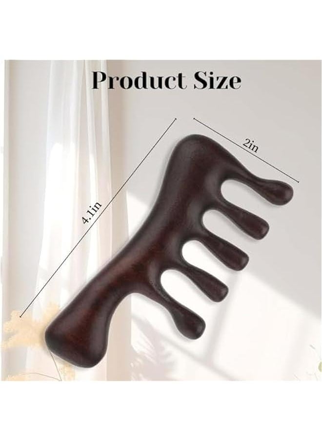 Generic Wooden Scalp Massage Comb for Retwisting Locs and Gua Sha Head Massage - Wide-tooth Sandalwood Hair Comb for Men and Women  - Image 3