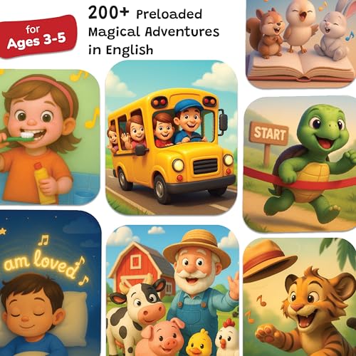 WonderBuddy StoryBox Mini, 200+ Stories & Rhymes Preloaded, Educational Toy, RGB Lights, Kids BT Speaker, Birthday Gift for 2+ Year Kids, Musical Toys for 2+ Year Old Boy & Girl - Tiger with Mic - Image 3