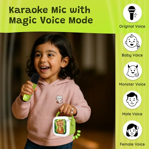 WonderBuddy StoryBox Mini, 200+ Stories & Rhymes Preloaded, Educational Toy, RGB Lights, Kids BT Speaker, Birthday Gift for 2+ Year Kids, Musical Toys for 2+ Year Old Boy & Girl - Tiger with Mic - Image 4