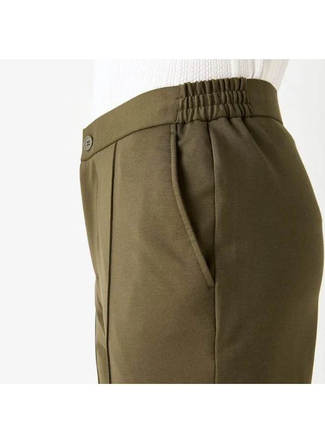 Iconic Iconic Solid Slim Fit Trousers with Pockets