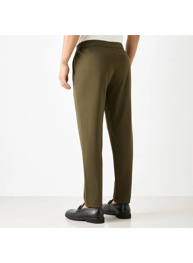 Iconic Iconic Solid Slim Fit Trousers with Pockets