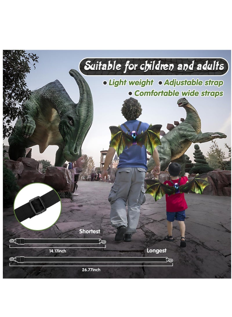 Zikra Electric Dragon Wings Costume for Boys, Green Moving Dargon Wings Halloween Cosplay Dinosaur Costume Light Up Fairy Wings with Lights Music, LED Wings Electric Mechanical Evil Wings for Kids Dress Up - Image 5