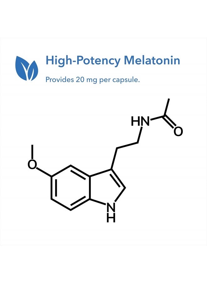 Nutricology ميلاتونين 20 ملغ - ميلاتونين نقي، قوة إضافية للبالغين، مساعد للنوم، جرعة عالية، عضوي، كبسولات نباتية - 60 عدداً - Image 4