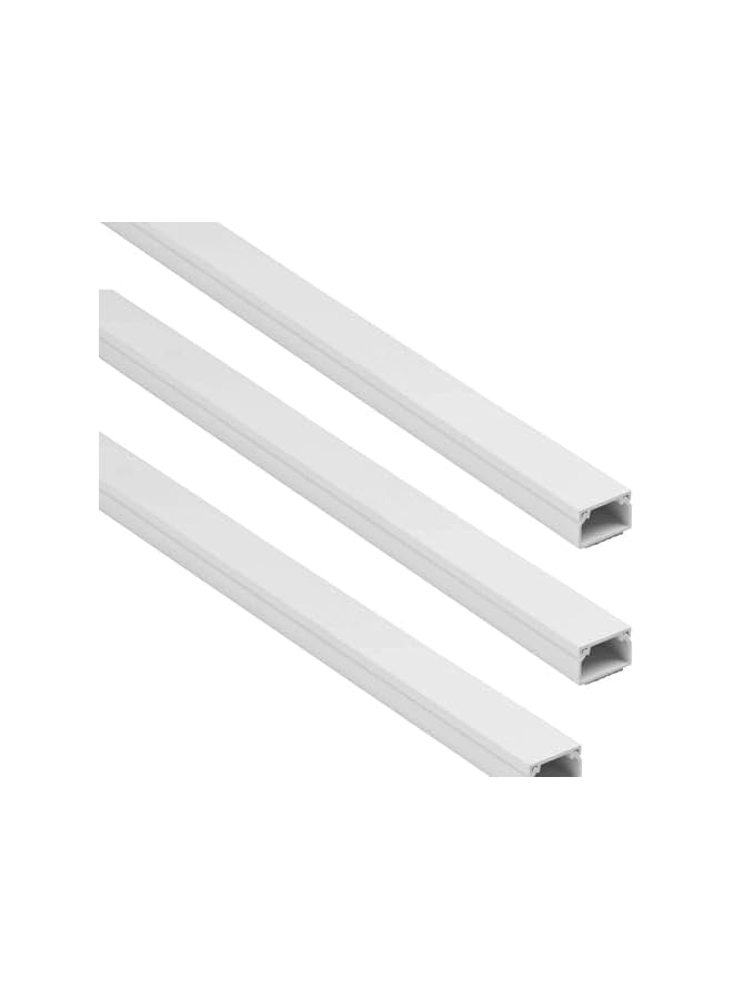 PROMASS Global Square Cable Box Self Adhesive Pvc Trunking White 95cm x 3pc 16x25mm Wall Cord Cover Concealer On-Wall Wire Paintable Management Raceway To Hide Wires - Pack Of 1 (3Pcs of 16X25X950mm) - Image 2