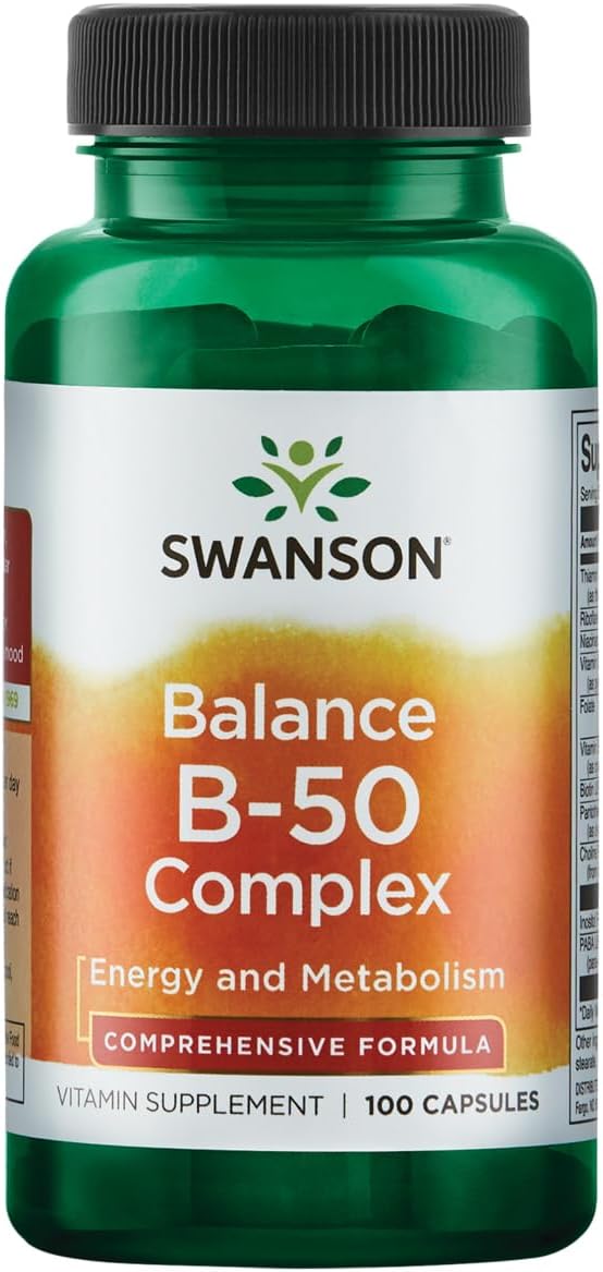 Swanson B50 Complex  Vitamin Supplement Promoting Energy  Metabolism Support  May Support Heart Health Memory  Support  100 Capsules - Image 1