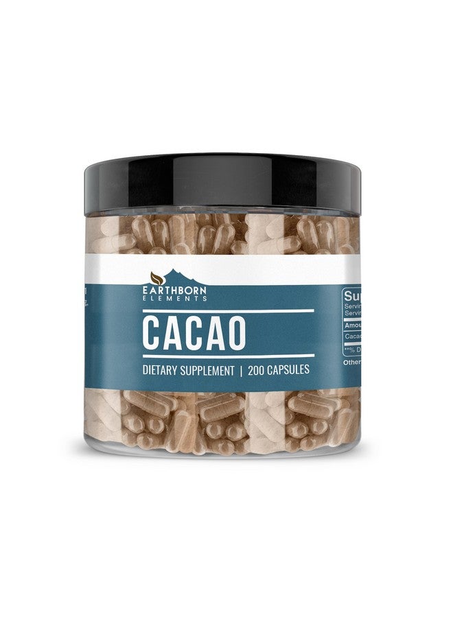 Earthborn Elements Cacao (Cocoa) 200 Capsules, Pure & Undiluted, No Additives - Image 1