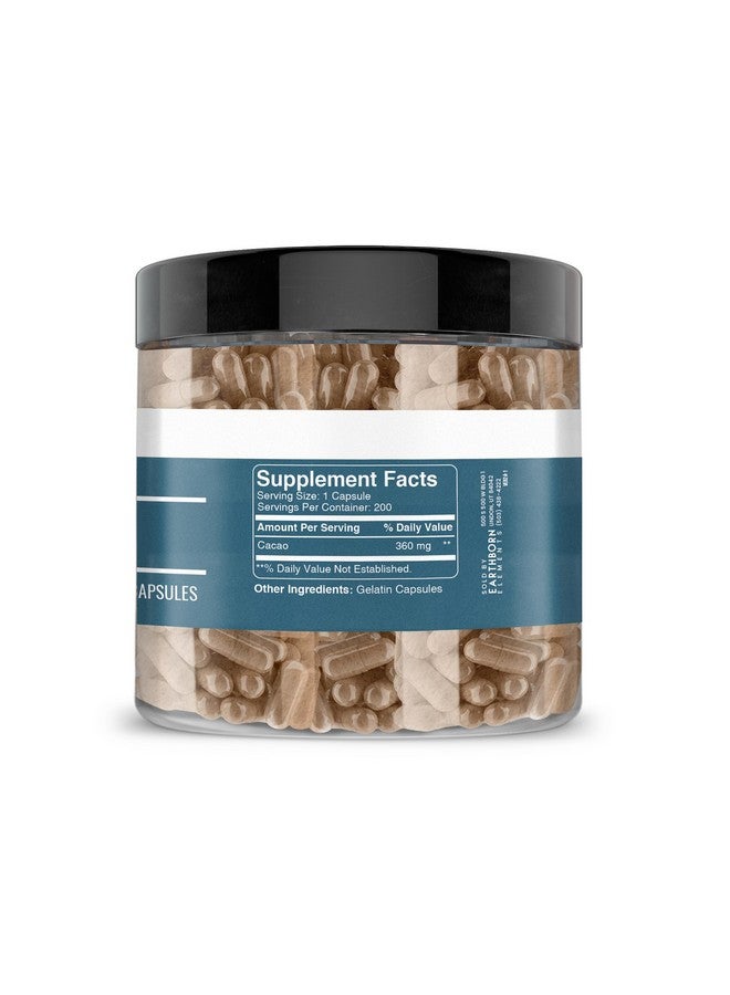 Earthborn Elements Cacao (Cocoa) 200 Capsules, Pure & Undiluted, No Additives - Image 2