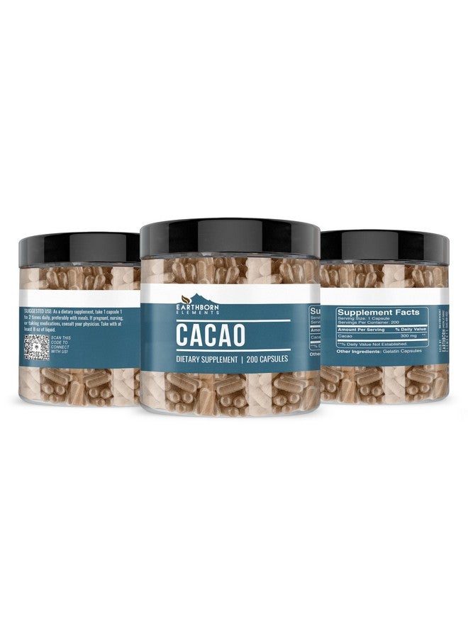 Earthborn Elements Cacao (Cocoa) 200 Capsules, Pure & Undiluted, No Additives - Image 4