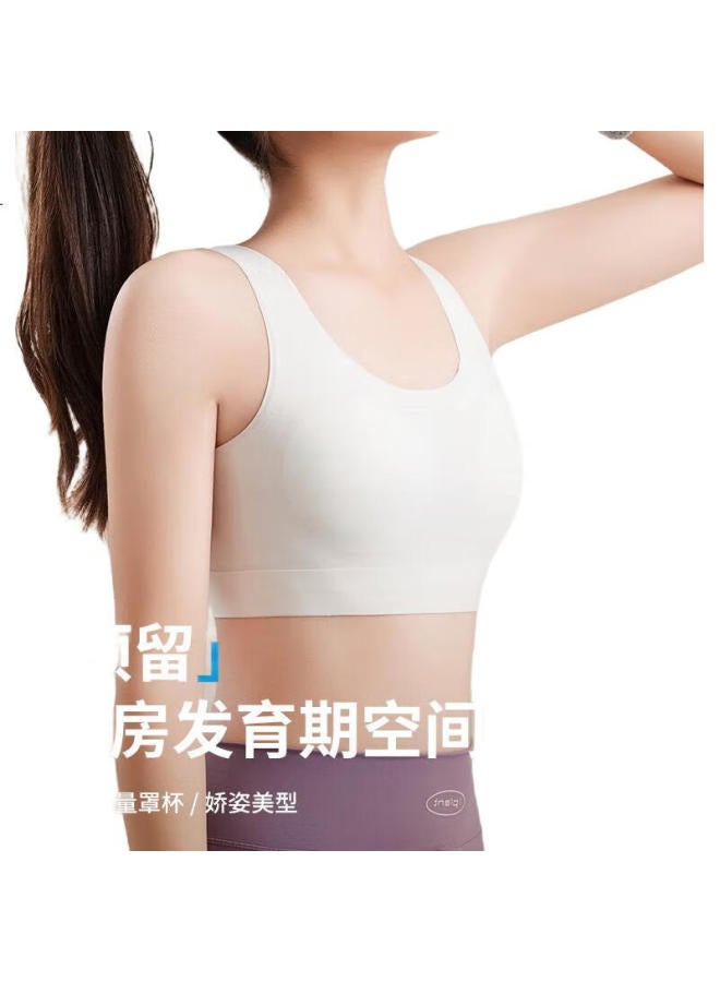 GUJIN (Gujin) 2-Pack Teenage Girl Bra Spring Summer Seamless High School Student Developmental Underwear Posture Correction Shockproof Sports Thin Tank Top - Image 1