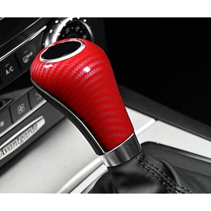 rayihni Gear Shift Knob Cover Protective Compatible with Mercedes Benz 20042014 Interior Accessories  Carbon fiber Red - Image 4