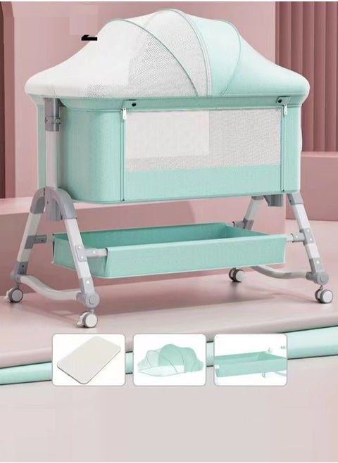 3 in 1 Baby Folding Crib Portable Cosleeping Bed With Adjustable Bedside And Sleeper