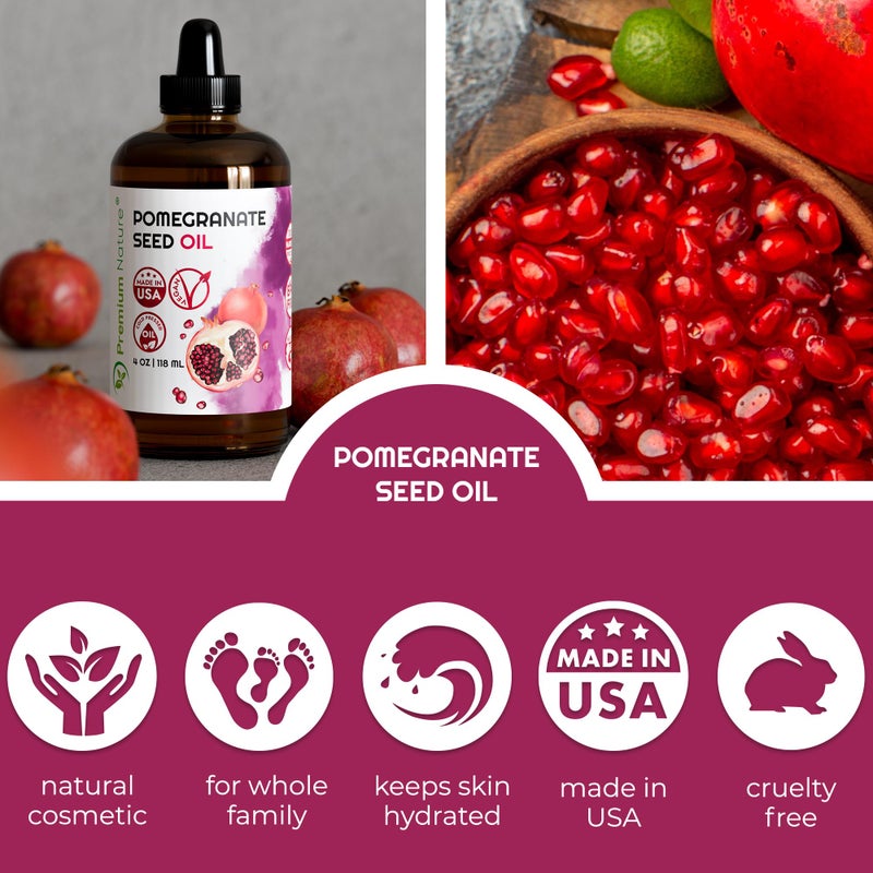 Premium Nature Pomegranate Seed Face Oil. 100% Pure Unrefined Cold Pressed for Essential Oils. Gua Sha Oil. Oil for Hair Skin and Nails 4 oz - Image 2