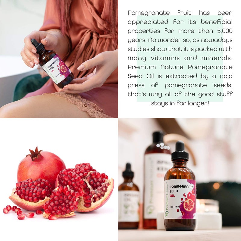 Premium Nature Pomegranate Seed Face Oil. 100% Pure Unrefined Cold Pressed for Essential Oils. Gua Sha Oil. Oil for Hair Skin and Nails 4 oz - Image 3