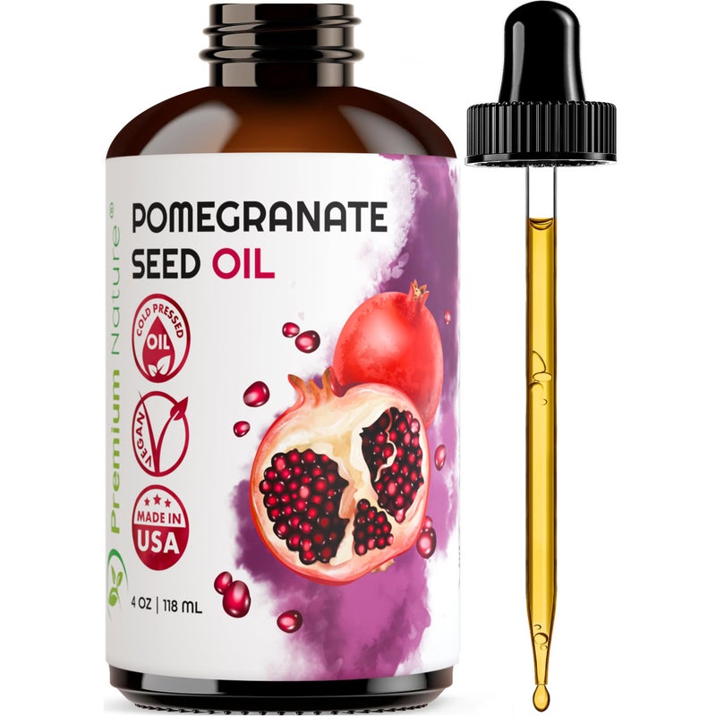 Premium Nature Pomegranate Seed Face Oil. 100% Pure Unrefined Cold Pressed for Essential Oils. Gua Sha Oil. Oil for Hair Skin and Nails 4 oz - Image 1